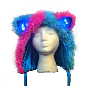 **SOLD** J Valentine LED Faux Fur Rave Bear Cat Hood Hat w/ Glowing Ears